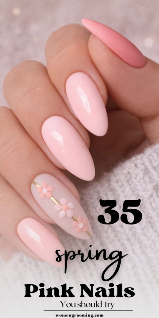 spring pink nails