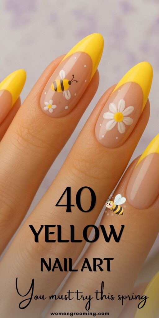 yellow nail art