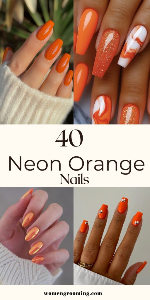 neon orange nails